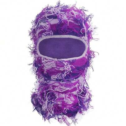 Distressed Balaclava Ski Mask, Knitted Full Face Mask For Men/Women,34458888
