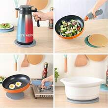 3-Piece Set Of Silicone Can Opener Pads, 20cm/7.87 Inch Textured Can Opener Multifunctional Circular Bottle Cap Opener, Suitable For Weak Hands, Elderly People, Children, Green, Gray, Yellow Coasters, Cup Holders - New Year's And Christmas Gifts - 彩色 - 查看 9