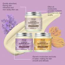 Hoygi Tallow Gently Moisturizer Cream Lavender Extract Deep Hydration Locks In Skin Moisture Relieve Dryness Soothe Skin Softening Nourishing Body&Face Care Cream - 紫色 - 查看 7