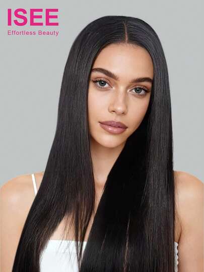 ISEE 直发佩戴，无需胶水，透明蕾丝假发，9*6预漂白结蕾丝假发，16-28英寸，180%密度，预剪蕾丝，未经加工的人发，自然发际线，高品质时尚假发，适合新手，营造度假氛围，活力四射，旅行必备，假日装扮，伴娘礼物，运动度假旅行