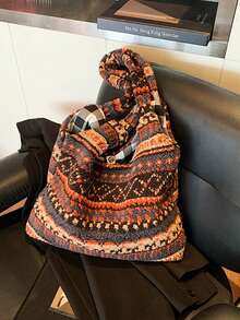 Túi Tote Lông Thú Giả Mùa Đông Cho Nữ, Túi Xách Thời Trang Nhiều Màu Sắc Dung Tích Lớn - Màu Cam cháy - Xem 6