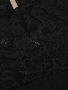 HOMEYEE Vintage Lace Patchwork Stand Collar 3/4 Sleeve Bodycon Dress, Elegant Office Lady Business Casual Wear, Plus Size Black Summer - 黑色 - 查看 5