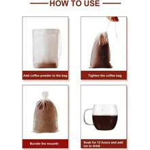 200 filtros de caf sin ensuciar, filtro de caf, bolsas de filtro de t desechables de malla con cordn para concentrado, cafetera, caf fro, t de hojas sueltas - inicial - Ver 4