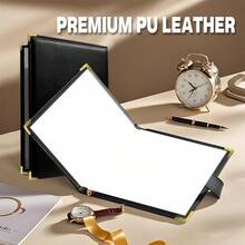 A4 PU Certificate Holder + Certificate Insert Set, Random Pattern, Thick Waterproof Cover, Office Stationery Document Storage