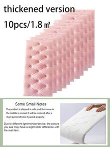 自粘式3D设计，优雅菱形图案装饰靠垫墙贴，适用于榻榻米床头板，柔软衬垫，黑白配色，适合卧室和客厅装饰，泡沫墙板，皮革包裹装饰防撞墙垫，卧室床头板墙面装饰，确保安全 - 彩色 - 查看 7