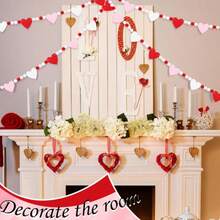 1 Set Valentine's Day Felt Ball Wreath, Heart Shaped Felt Banner, Plush Ball Wreath Hanging Decor - Multicolor - View 6