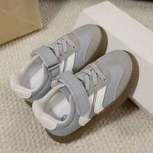 Toddler/Little Kid Comfortable Hook & Loop Strap Sneakers With Mesh Lining – Anti-Wear All-Season Sport Shoes For School & Daily Play - Màu Xám nhạt - Xem 1