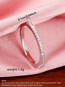 1枚優雅立方氧化鋯女戒指,適用於婚禮訂婚帶式珠寶禮物 - 銀色 - 查看 8