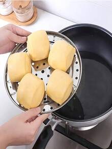 1/4pcs Stainless Steel Steamer Rack - Multi-Hole Design, Detachable With Steamer Feet, Easy To Clean, 4 Sizes Suitable For Home Use - Perfect For Steaming Vegetables And Seafood, Kitchen Essential|Modern Kitchenware|Cookware - Silver - View 3