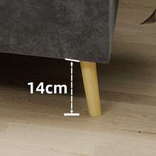 Modern Minimalist Bed Frame, 140*200CM, Grey, In Dutch Velvet, Low Slatted Base, Modern Style Bedroom Furniture, Without Gas Spring, Without Headboard Or Mattress. - Gray + Fabric + Metal + Memory Foam - View 6