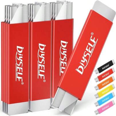 DIYSELF Box Cutters, 48 Pack Box Cutter Retractable, Box Cutter Knife With Single Edge Razor Blade, Utility Knife All Metal Shell, Boxes Opener For Packages, And Paper, Work Knives For Men (Blue)