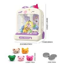 Music-Playing Dinosaur House Coin-Operated Claw Machine, Mini Dolls And Surprise Gashapon Capsules, Unicorn Doll House Claw Machine Children's Toy, Birthday Gift For Boys And Girls, Halloween And Christmas Present (Doll Colour And Style Selected Randomly) - Multicolor - View 7