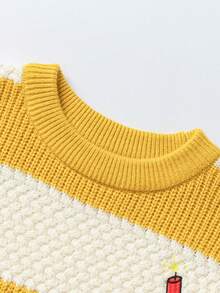 mini bala Weicher gestrickter Pullover für Kleine Jungen, warm und hautfreundlich, neuer Winterpullover für das neue Jahr - gelblicher Weißton - Übersicht 6