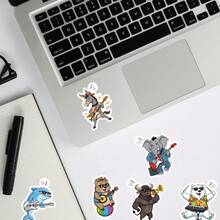 50 miếng dán nhạc cụ hình động vật sáng tạo dễ thương hoạt hình đàn guitar nhạc cụ graffiti chống thấm nước, dán trên vali máy tính - Nhiều màu - Xem 10