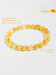 黄色水晶手链，水晶弹力串珠手链，更有效地改善情绪和健康 - 黃色 - 查看 2