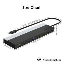 USB-C Docking Station,12-In-1 Hub Support 85W Charging For PC,Max 4K@60Hz With DisplayPort,HDMI,PD,USB 2.0/3.0,Gigabit Ethernet,SD/TF Slot,For Laptop/Keyboard/Mouse/Projector/Microphone/Projector - Black - View 5