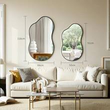 Asymmetrical Mirror, Decorative Mirror, Bathroom Mirror, Wall Mirror, Vanity Mirror, Tempered Glass, Aluminum Frame - 黑色 - 查看 2