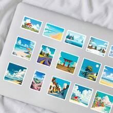 56pcs Blue Sky & White Cloud Cartoon Stickers, Suitable For Scrapbooking, Diaries, Laptops, Water Bottles, Cars Etc. Faith-Based Design With Positive Messages, Great Gift - Multicolor - View 4