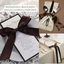 Rollo Listón De Tela Satinado 3.8cm Ancho y 45 Metros Largo.Para Decoración, Envoltura De Regalo, Manualidades, Flores Eternas, Cinta Para El Cabello, Moños, Arreglos Florales, Ramos yás. MARCA JACK BROTTHERS (Café) - Cafetería - Ver 7