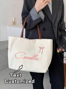 1pc Customized Travel Bag, Women's Shoulder Bag, Women's Handbag, Solid Color Women's Bag, Suitable For Travel, Shopping, Customizable Text, Birthday Gift, Valentine's Day Gift, Gift For Girlfriend/Boyfriend, Mother's Day Gift, Father's Day Gift, Halloween Gift, Christmas Gift, Large Capacity, Foldable, Lightweight, Fashionable, Minimalist, Versatile, Urban Casual Style - Multicolor - View 2