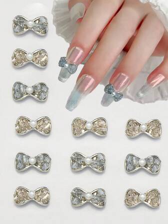 4 pezzi Decorazioni per unghie a fiocco, colore gelatina 3D glitter farfalla fiocco accessori per arte di unghie fai-da-te.