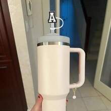 (2+2)2PCS Straw Cover For  Cup 30&40 Oz 10mm Straw Topper With 2PCS  Cup Accessories Letter Charms Name ID Initial Letter Handle Personalized Charm For  Tumbler (Letter L) - / - Xem 7