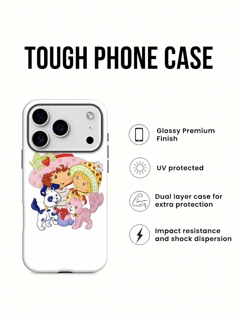 Estuche para teléfono con personajes infantiles y lindas mascotas Compatible con estuches para teléfonos 17 16 Pro Max 15 Pro Max 13 y 12 Hecho de material TPU a prueba de caídas, resistente al desgaste y cómodo de sostener Un regalo encantador para familiares, amigos, seres queridos, novios / novias y para Navidad - Blanco - Ver 1
