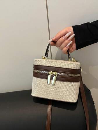 Bolso de mano pequeño minimalista de estilo retro con bloques de color, bolso de hombro para mujer