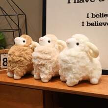 1个逼真卷毛绵羊毛绒娃娃，柔软蓬松，可作枕头，适合儿童、家居装饰、生日、情人节、复活节礼物 - 彩色 - 查看 3