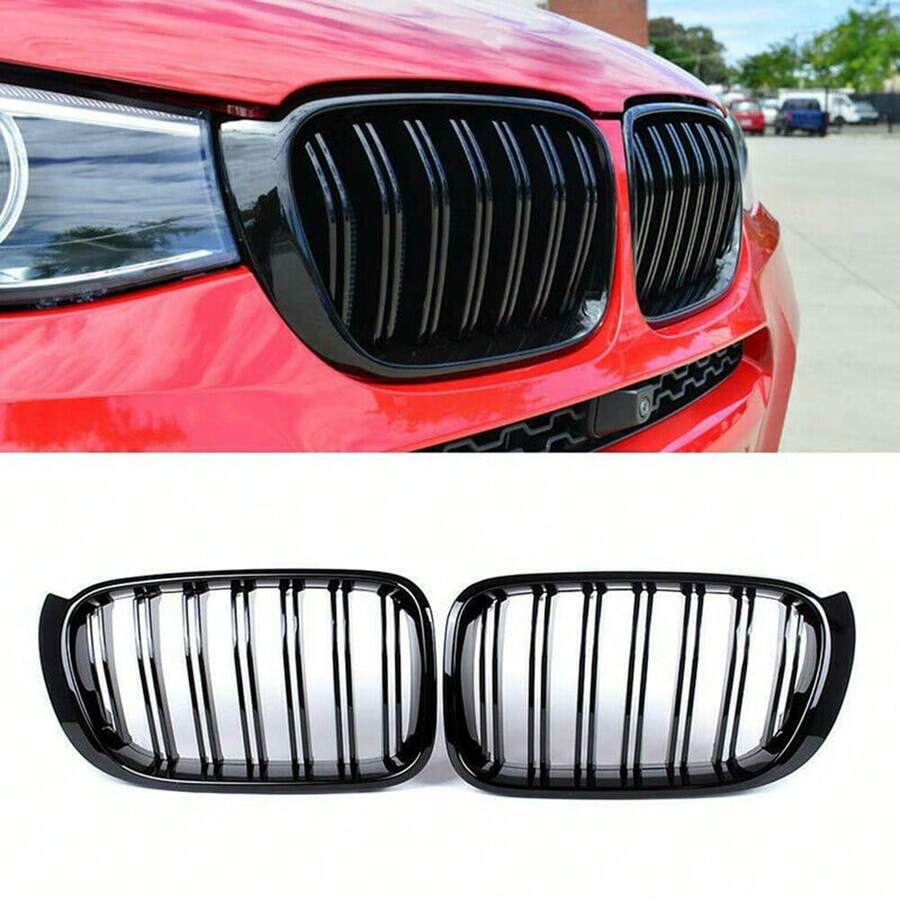 Single-Line Front Face Air Intake Grille Water Tank Mesh Modified Parts Compatible For Bmw X3 X4 F25 F26 2014-2017 - Black - View 1