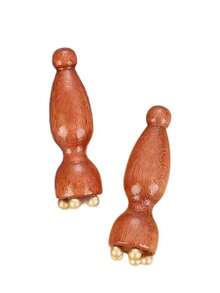 迷你莲花刮痧面部按摩器 - 眼部和面部穴位按摩器，纯黄铜材质，红木手柄，具有抗衰老、放松和护肤功效 - 彩色 - 查看 10