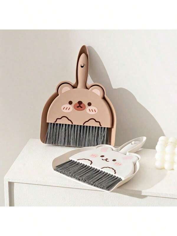 [Teddy & Frog 3D Broom Set] Cleaning Tool With Static Dust Control, Fun Parent-Child Activity, Playful Room Cleaning Game, Adorable Cartoon Design No Dust Residue