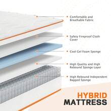 6 Inch Mattresses Twin TwinXL Full Queen Size Gel Memory Foam Hybrid Mattress Bed  In A Box Medium Feel Comfortable Sleep Pad For Home, Hotels, Guest Rooms - Orange - View 5