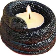 Black Snake Coiled Candle Holder - Gothic Decorative Candle Stand, Dark Aesthetic Tabletop Ornament, Aromatherapy Candle Base