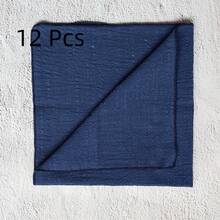 6/12 件装软边方形彩色餐巾，42x42 厘米/16.5*16.5 英寸，适用于新年婚礼派对休闲餐桌装饰、西式餐垫、婴儿淋浴桌布，海军蓝 - 藏蓝色 - 查看 8