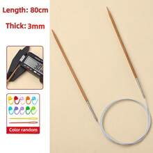 1 Set Carbon Fiber Round Knitting Needles, Stainless Steel Bamboo Knitting Needles Full Tool Kit, Suitable For Making Sweaters, Blankets, Hats - Mocha Brown - View 9