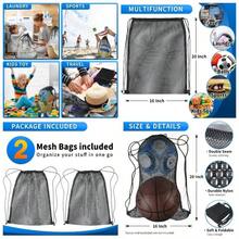 2 bolsas de malla con cordn de 16x 20 pulgadas, bolsas de red de nailon resistente, mochila de malla duradera para gimnasio, senderismo, natacin, ftbol, baloncesto, playa, juguetes de - inicial - Ver 1
