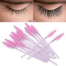 500/200/100pcs Disposable Crystal Eyelash Brushes, Disposable Mascara Wands Eyelash Brush Rods Suitable For Eyebrow & Eyelash Extension, Convenient & Plastic, Pink - Pink - View 4