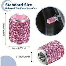 4pcs New Full Diamond Valve Cap Aluminum Alloy With Sealing Ring Automotive Tire Cover Automotive Metal Valve Core - one-size - View 4