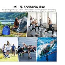 Drawstring Bags, Unisex Large Sports Backpack String Drawstring PE Bags For Men & Women, Sports Gym, Travel, Swimming, Holidays, Climbing, Hiking, Beach, Large Daypack, School Bag - 藍色 - 查看 6