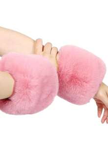 1 pieza Puño de piel sintética, brazalete suave y esponjoso con bucle, adecuado para clima frío, calentador de muñeca esponjoso para mujeres, manga de muñeca peluda para niñas, disfraz del Día de San Valentín