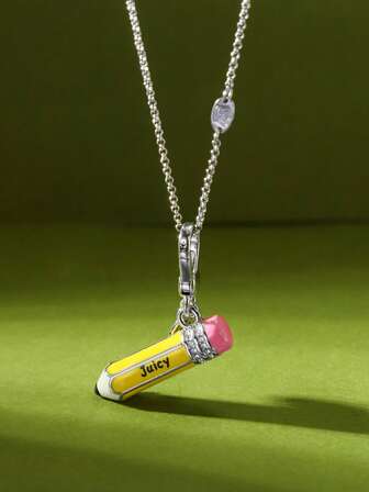 1件时尚锆石水晶字母珐琅吊坠项链，优雅派对饰品，独特设计，可作手提包、钥匙扣，是送给女朋友、圣诞节或情人节的理想礼物。