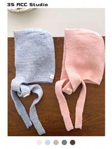 High Quality Knitted Balaclava Hat, Women's Solid Color Knitted Ski, Warm Ear Flap Hat With Toggle Buttons And Long Scarf Ties, Autumn/Winter - Nhiều màu - Xem 11