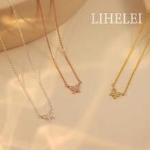 Halskette Damen mit Anhängern, 925 Sterling Silber Damen Zirkonia Kette Plaettchen Silber Geschenk für Damen-1077 - Schmetterling-Silber - Übersicht 6