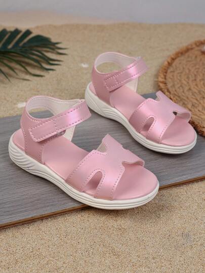 Girls' Colorblock Sandals Size 26-36 | Iridescent Holographic Strappy Shoes With Adjustable Strap | Summer Beach Slides For Outdoor Play