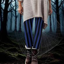 Leggings verticales a rayas para mujer, leggings de Halloween de talla, mallas elsticas hasta el tobillo, pantalones deportivos casuales, Azul oscuro, Medium - inicial - Ver 2
