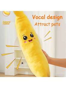 1pc Plush Banana Shaped Dog Chew Toy - Suitable For Small, Medium And Large Dogs, Interactive Teething Toy - Helps Relieve Pet Anxiety, Soft Polyester Material, No Battery Required - Multicolor - View 4