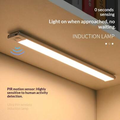 20-30-40cm Long Wireless Ultra-Thin Smart Sensor LED Light, Magnetic Rechargeable Cabinet, Wardrobe, Wine Cabinet Light Strip, Suitable For Shoe Cabinet, Foyer, Display Cabinet, Showcase, Bedroom, Corridor, Hallway, Drawer And More