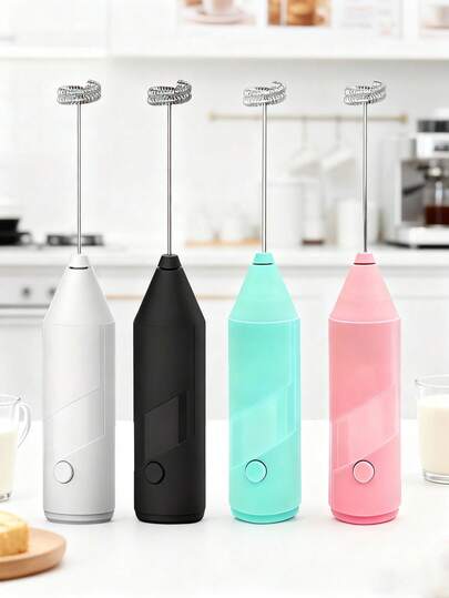 1pc Electric Milk Frother Handheld Whisk, PP Material Mini Portable Egg Beater, Cappuccino Frother Mixer, Kitchen Accessory Cooking Gadget (Batteries Not Included)