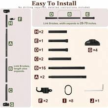 Room Divider For Room Separation, Tension Curtain Rods No Drilling, 4-10ft(H) 28-70inch(W) Adjustable Temporary Privacy Wall Divider, Heavy Duty Freestanding Space Partition Separator, Black - màu đen - Xem 7